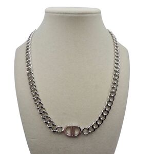 BB LILA Women's 18" Silver Beautiful Baby Necklace Cuban Link Chain Flat Lay